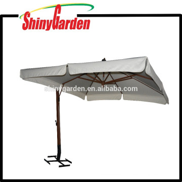 4*4M Wooden Cantilever 240G Polyester Parasol with open in the middle and 18-20cm Flap and different base